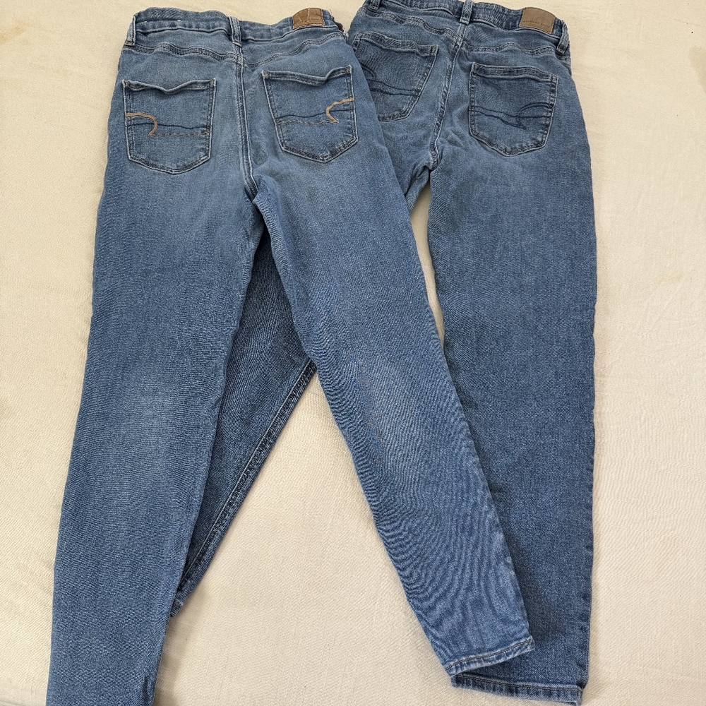 American Eagle Bundle Womens 4 High Rise Blue Denim Jeans - Picture 2 of 14